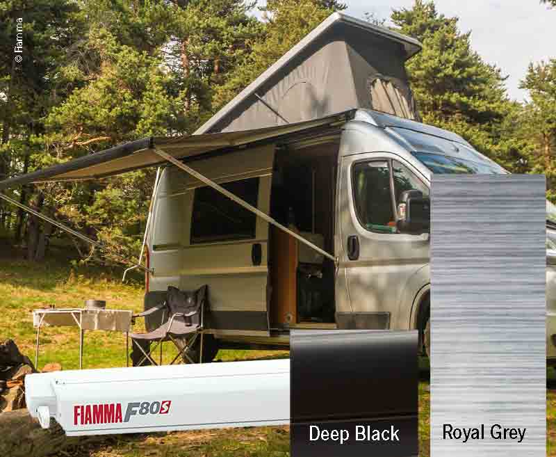 Fiamma F80S Çatı Tipi Tente Siyah Kasa 3,2 m Gri Kumaş