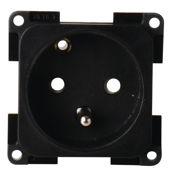 Ankastre 230V Priz, F Tipi, Kapaklı, Siyah, Blister Ambalaj