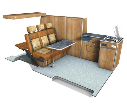 [REIMO-190891] VW T5/6 uzun şasi TravelStyle ceviz, kompresörlü buzdolabı için