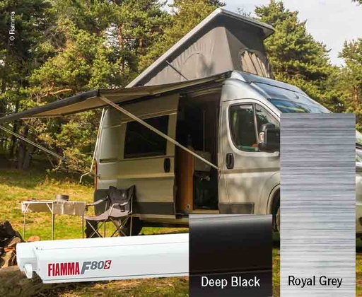 [REIMO-436288] Fiamma F80S Çatı Tipi Tente Siyah Kasa 2,9 m Gri Kumaş