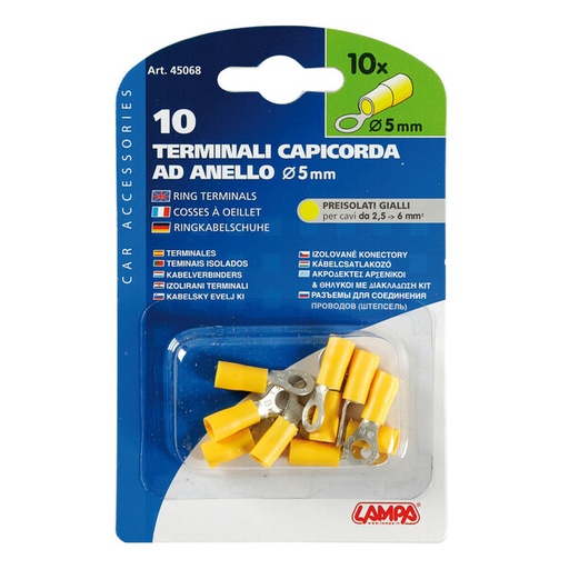 [REIMO-810252] Yuvarlak Kablo Pabuçları Sarı Ø5mm